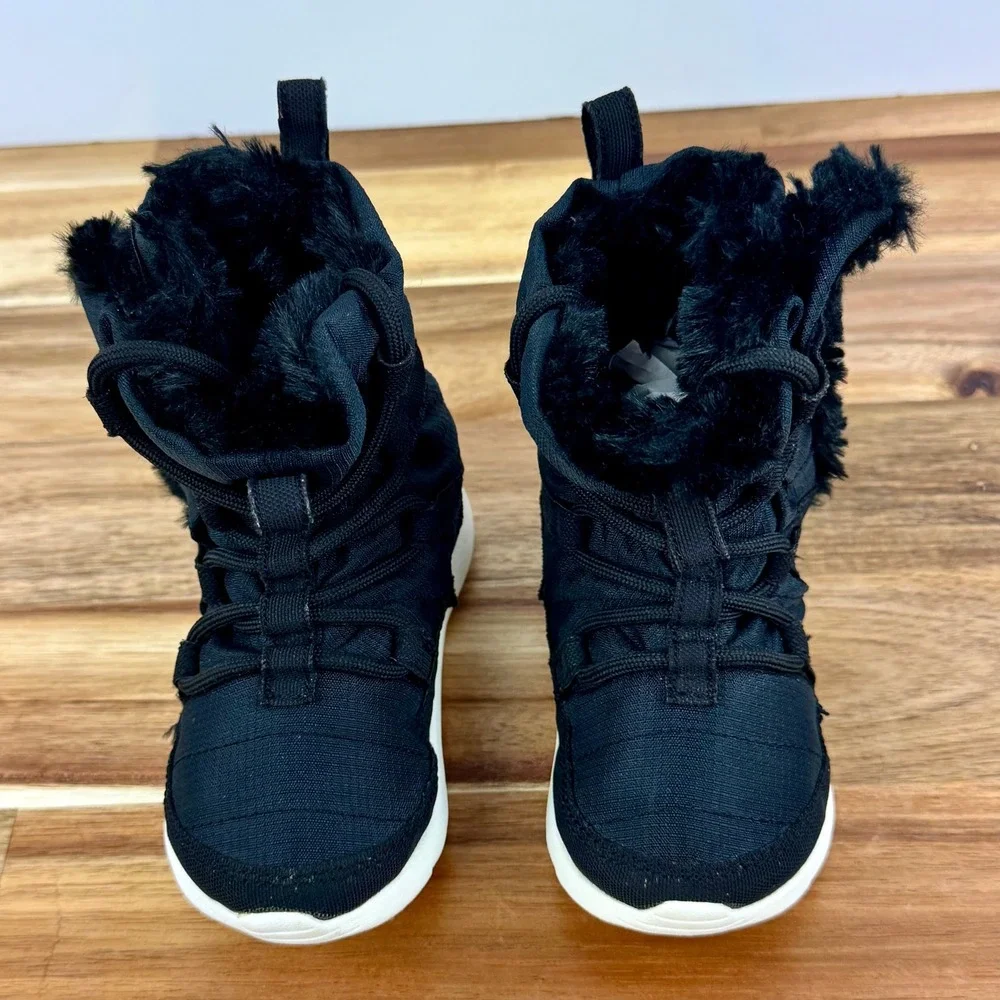Nike Winter Boots Faux Fur Trim Pull On‎ Black Toddler Size 6C